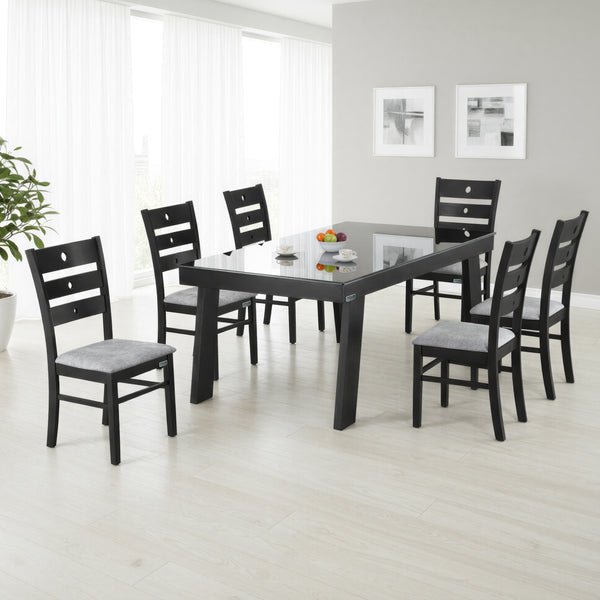 BENSON 6 SEATER BK GLASS DINING TABLE 6x3.5 + GIBSON CHAIR IN WEDGE FINISH