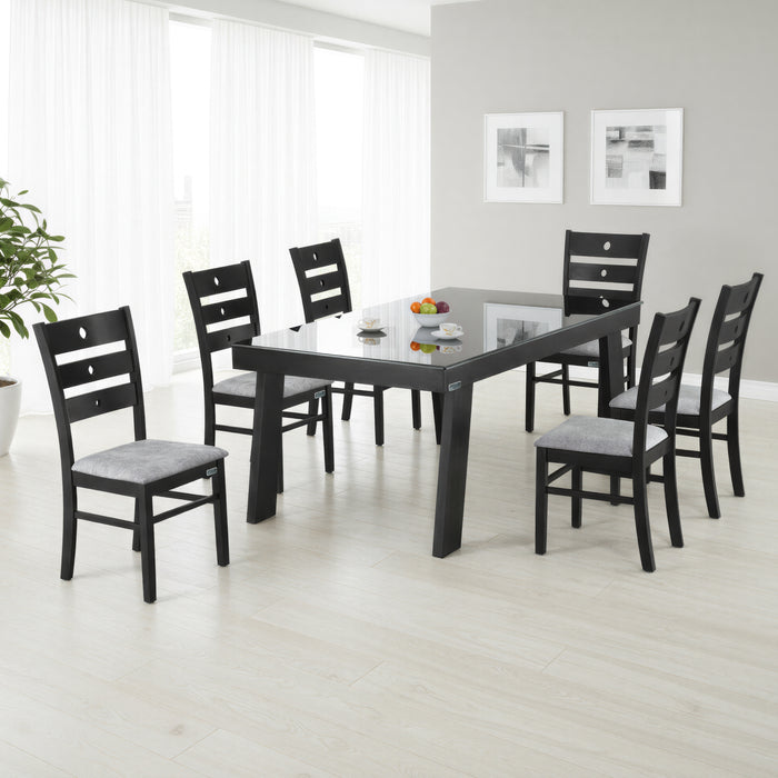 BENSON 6 SEATER BK GLASS DINING TABLE 6x3.5 + GIBSON CHAIR IN WEDGE FINISH
