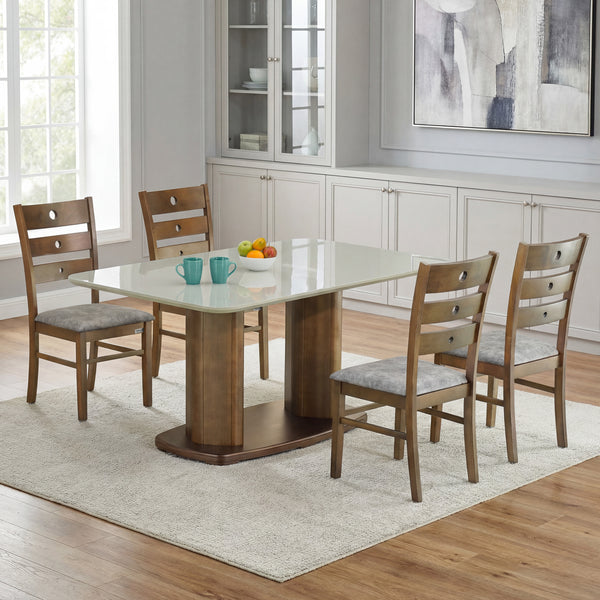 CALTON 4 SEATER MARBLE DINING TABLE 160x100 + GIBSON CHAIR IN WALNUT FINISH