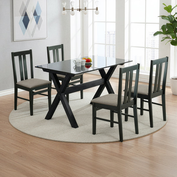 ARTIC X 600 4 SEATER BK GLASS DINING TABLE 4x2.5 + BENNA CHAIR IN WEDGE FINISH