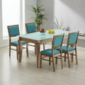 MONZA 4 SEATER MW GLASS DINING TABLE 5x3 + BYTON GREEN CHAIR IN WALNUT FINISH