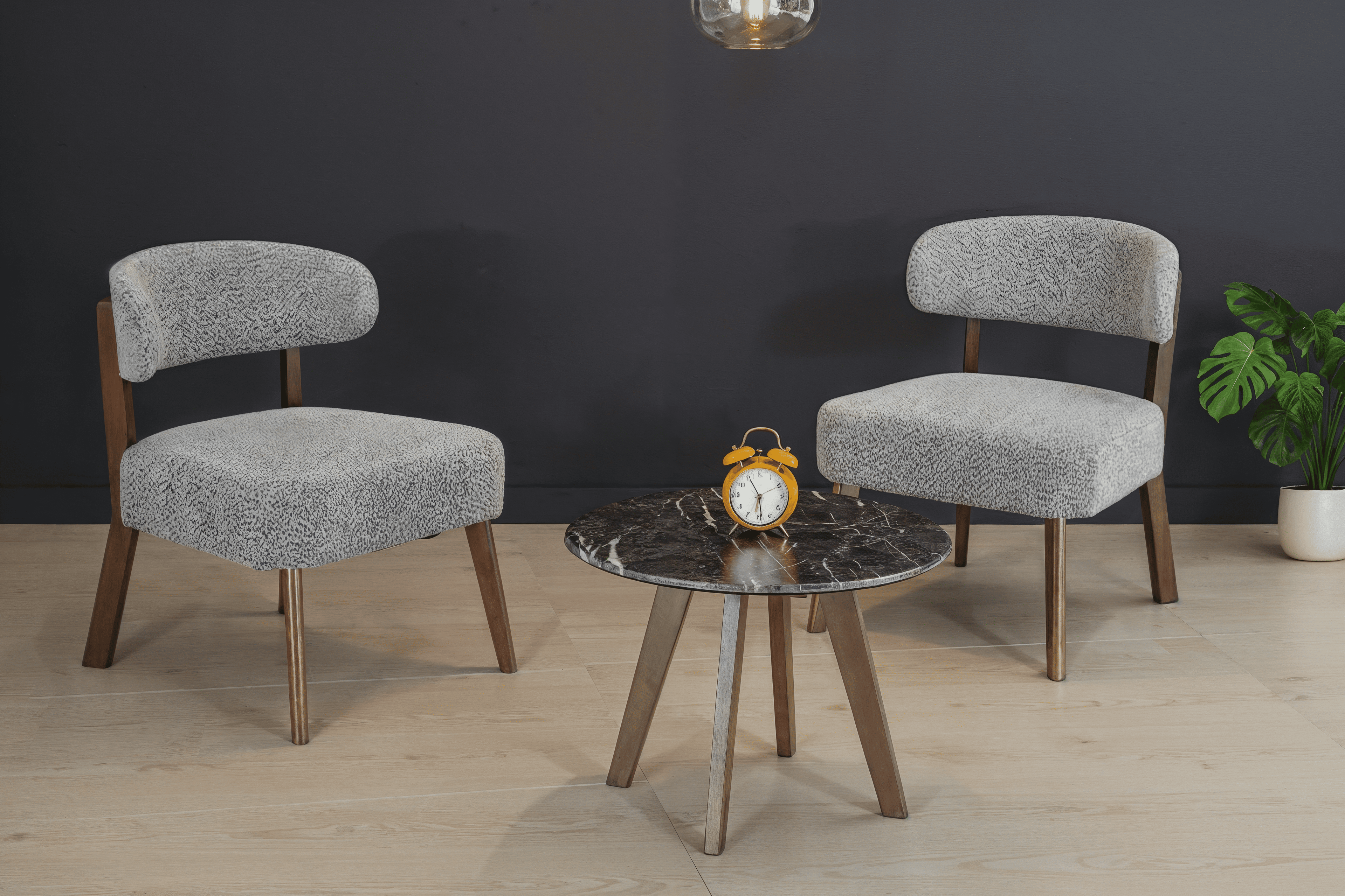 CADET CHARCOL COFFEE TABLE + TARTUS FOSSIL BROWN CHAIR IN WALNUT FINISH