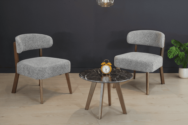 CADET CHARCOL COFFEE TABLE + TARTUS FOSSIL BROWN CHAIR IN WALNUT FINISH