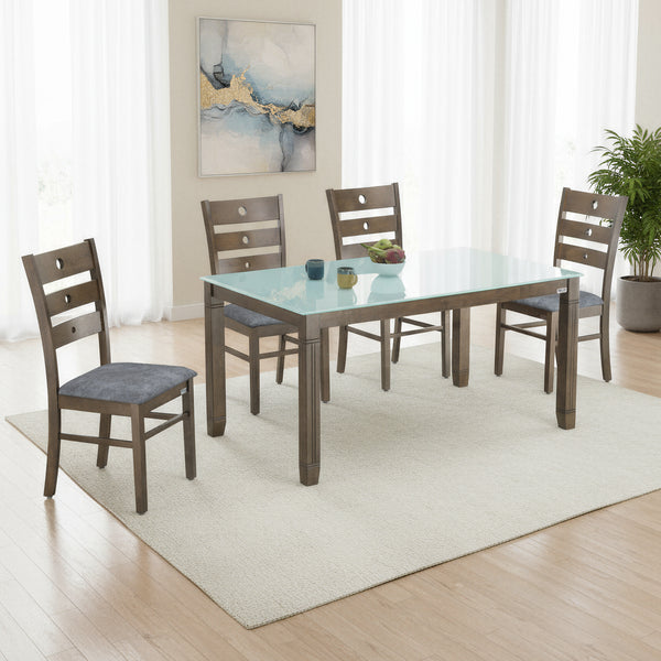 JAXON 4 SEATER MW GLASS DINING TABLE 5x3 + GIBSON CHAIR IN WALNUT FINISH