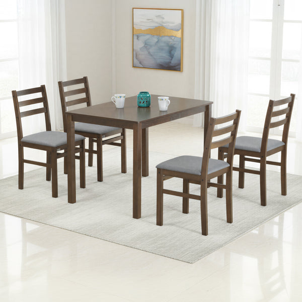 TEYNOR 4 SEATER 5 PIECE SET 1+4 110x70 IN WALNUT FINISH