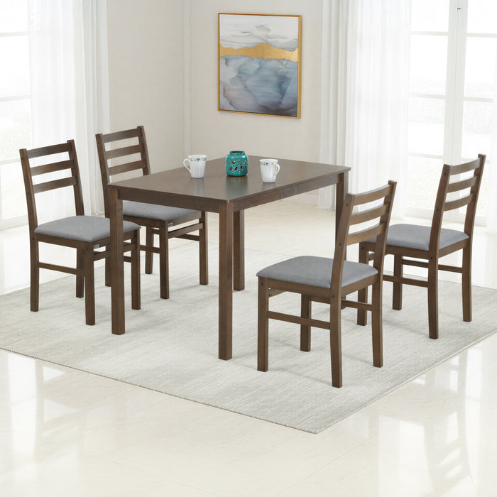 TEYNOR 4 SEATER 5 PIECE SET 1+4 110x70 IN WALNUT FINISH
