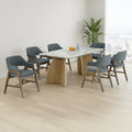 VANBECK 6 SEATER MARBLE DINING TABLE 180x100 + SKYDEN DARK GREY CHAIR IN WALNUT FINISH